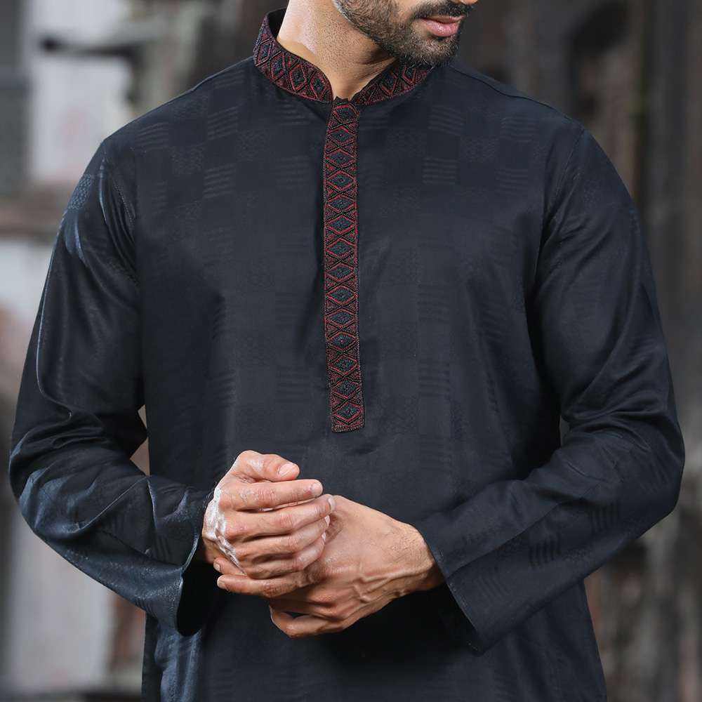 Premium Cotton Panjabi – Black