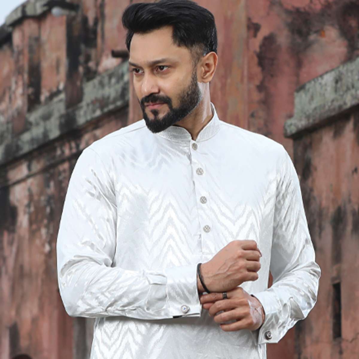 Premium Silk Panjabi – White