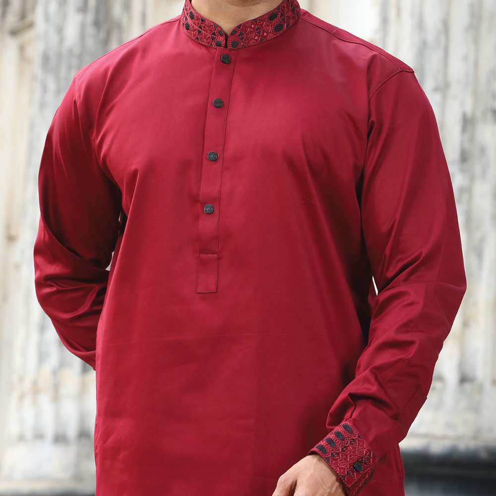 Premium Cotton Panjabi – Merun