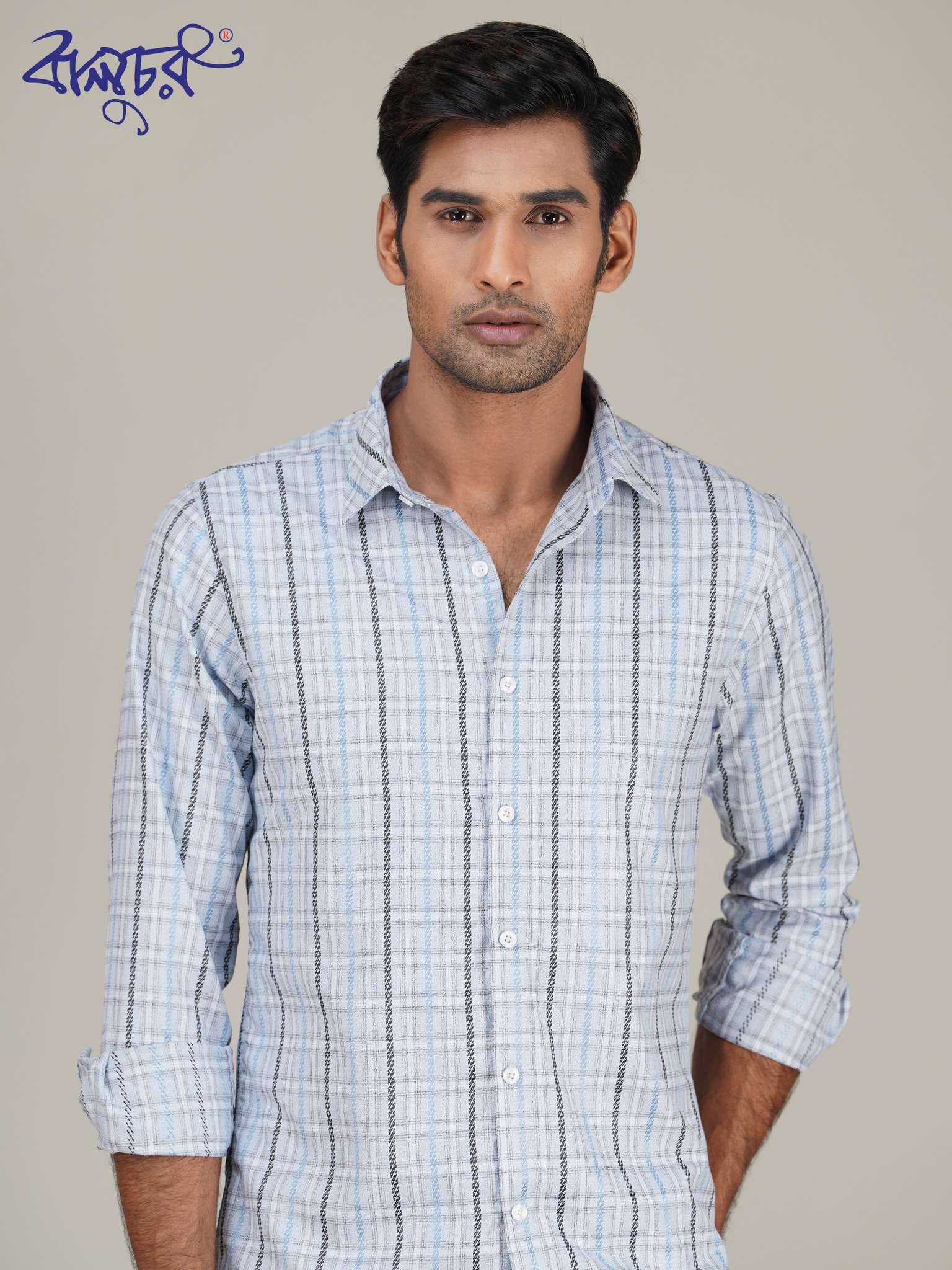 White Black Check Cotton Full Sleeve Shirt