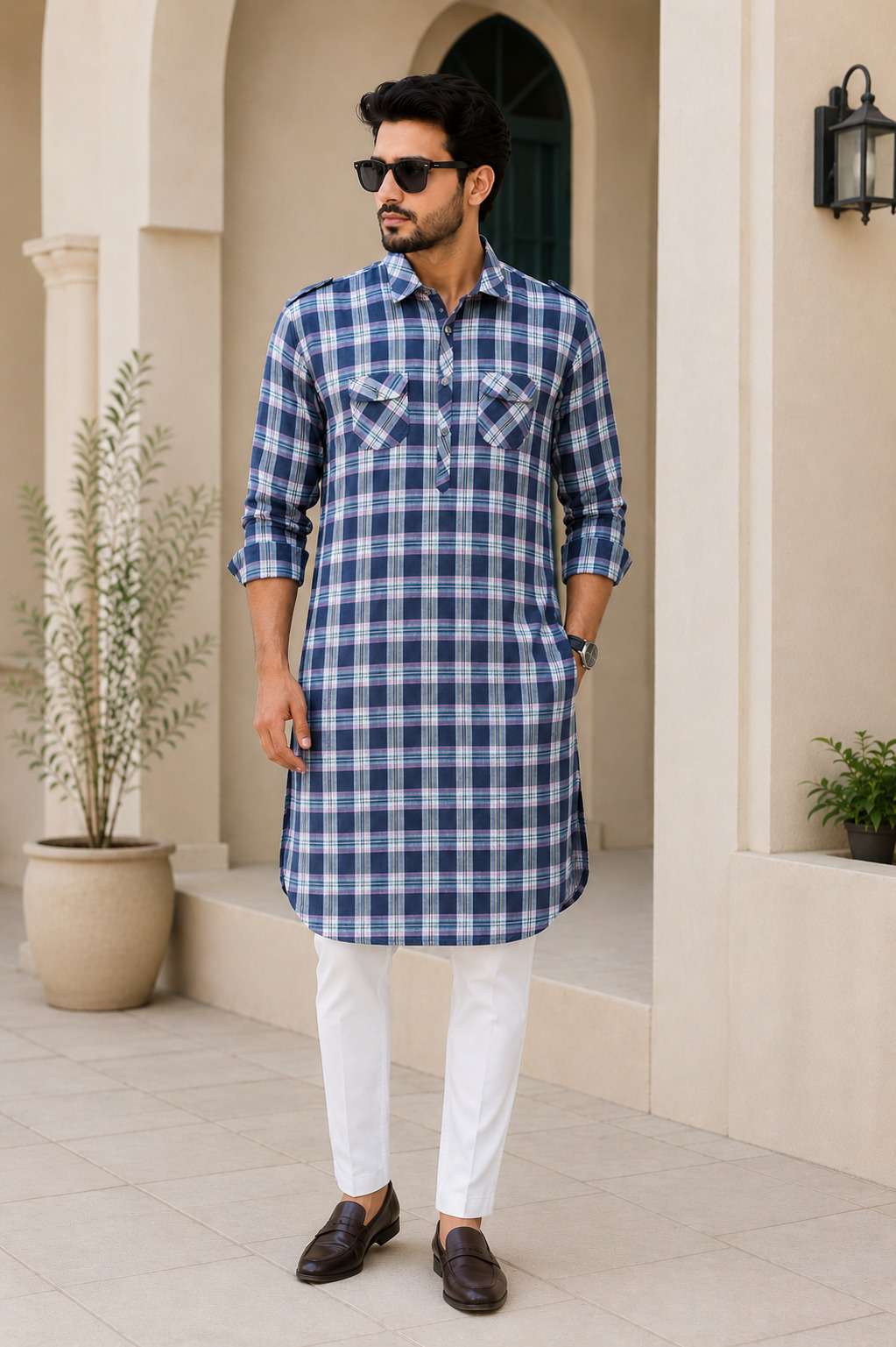 Men's Premium Salmon Pink Panjabi V4