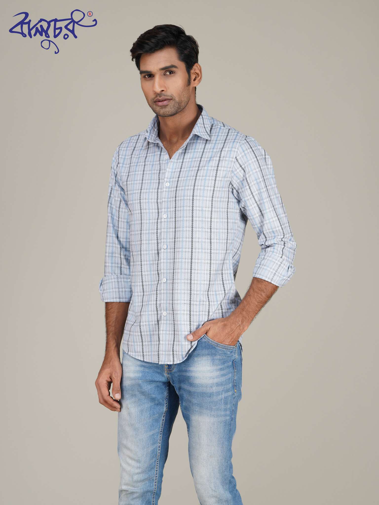 White Black Check Cotton Full Sleeve Shirt
