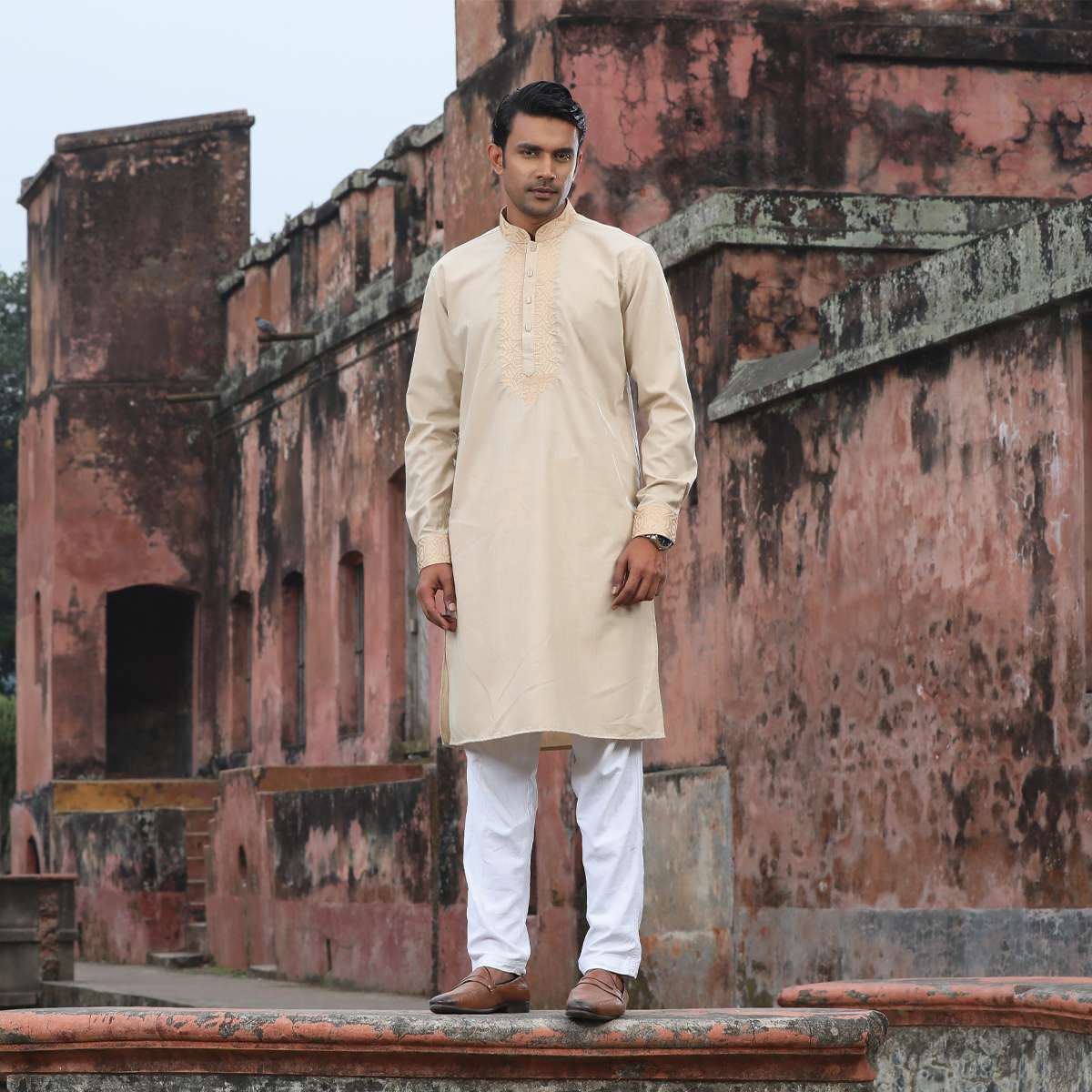 Premium Cotton Panjabi – Light brown