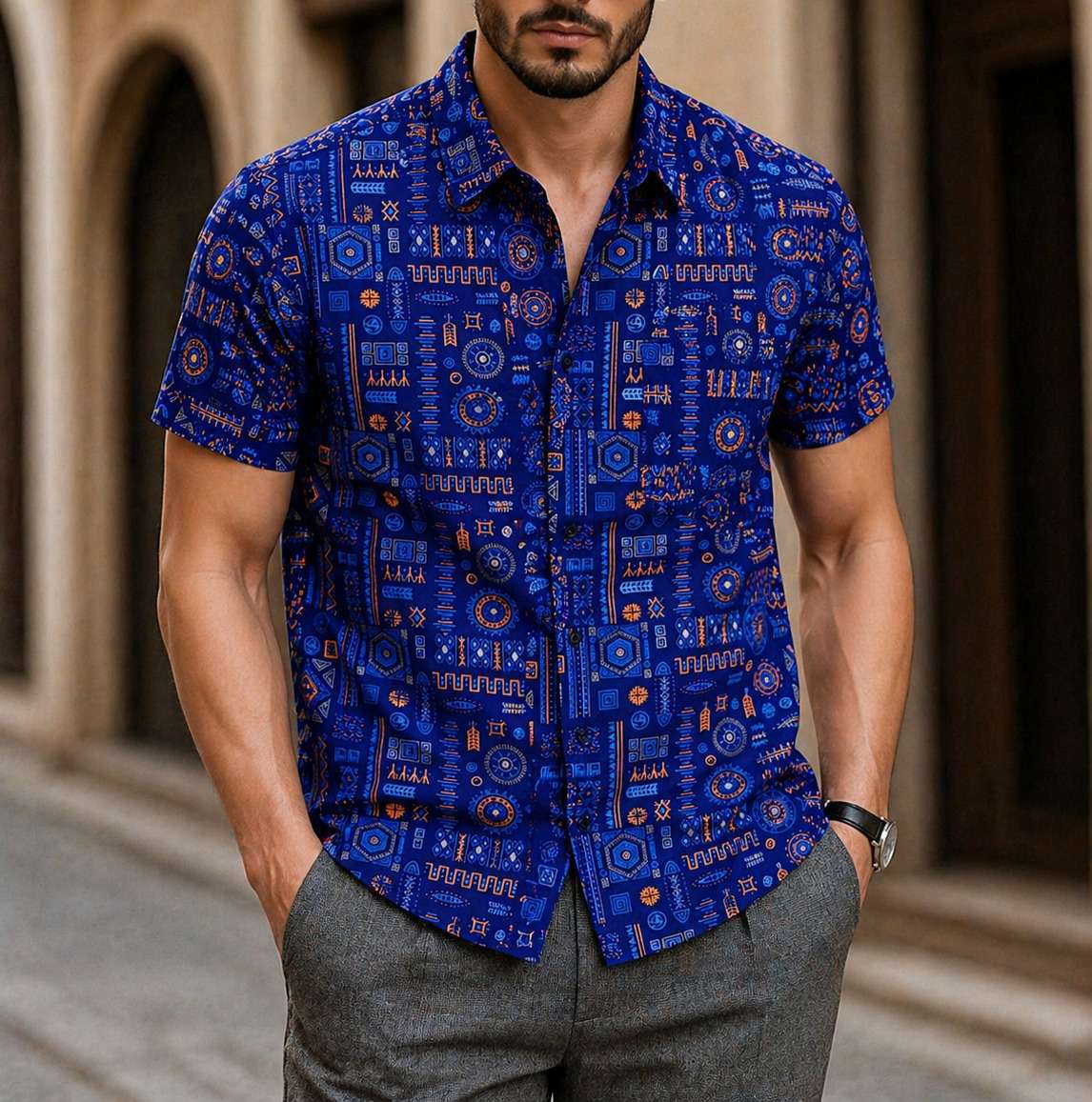 Trendy Cotton Short Sleeve Shirt