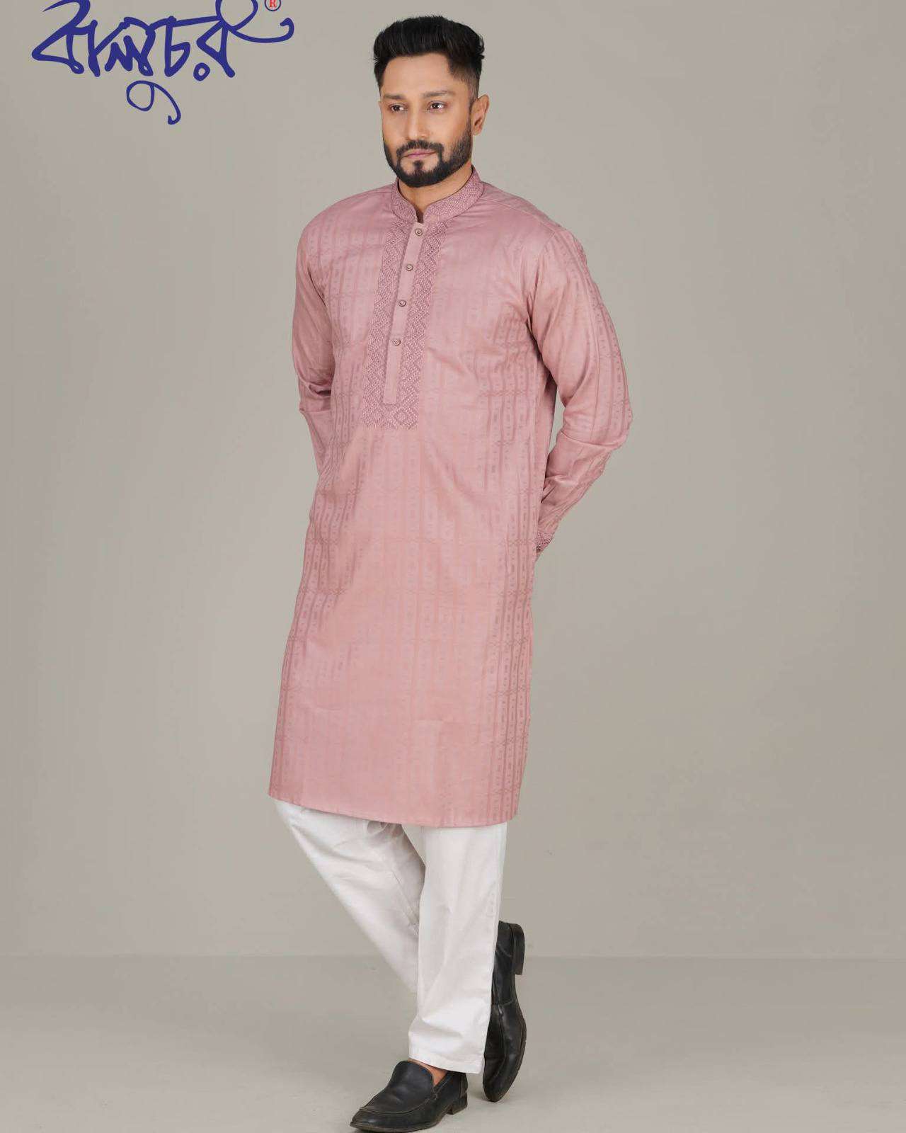 Men's Premium Salmon Pink Panjabi